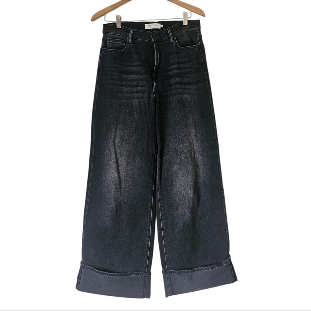 Hidden Los Angeles Black Urban Oversized Cuff Wide Leg Denim Jeans, Size 29
